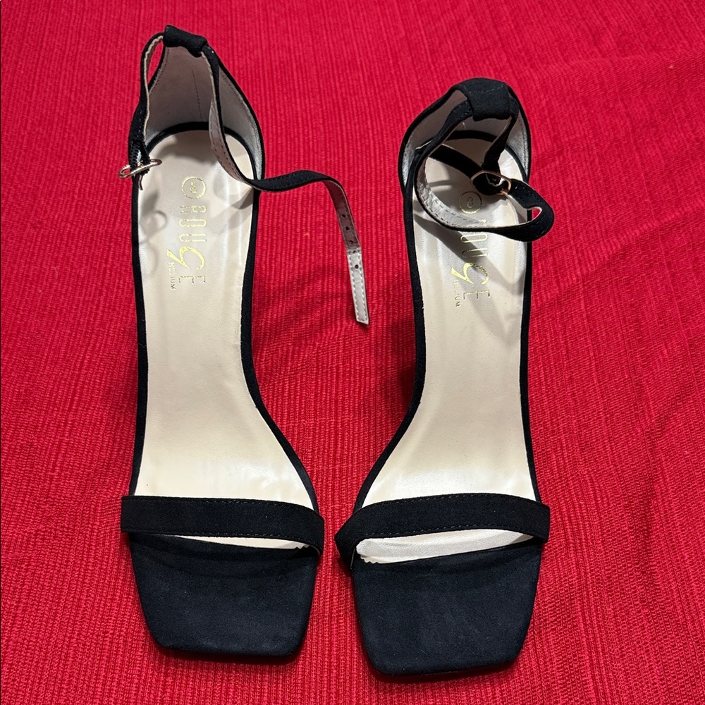 Qupid Black Ankle Strap Heels